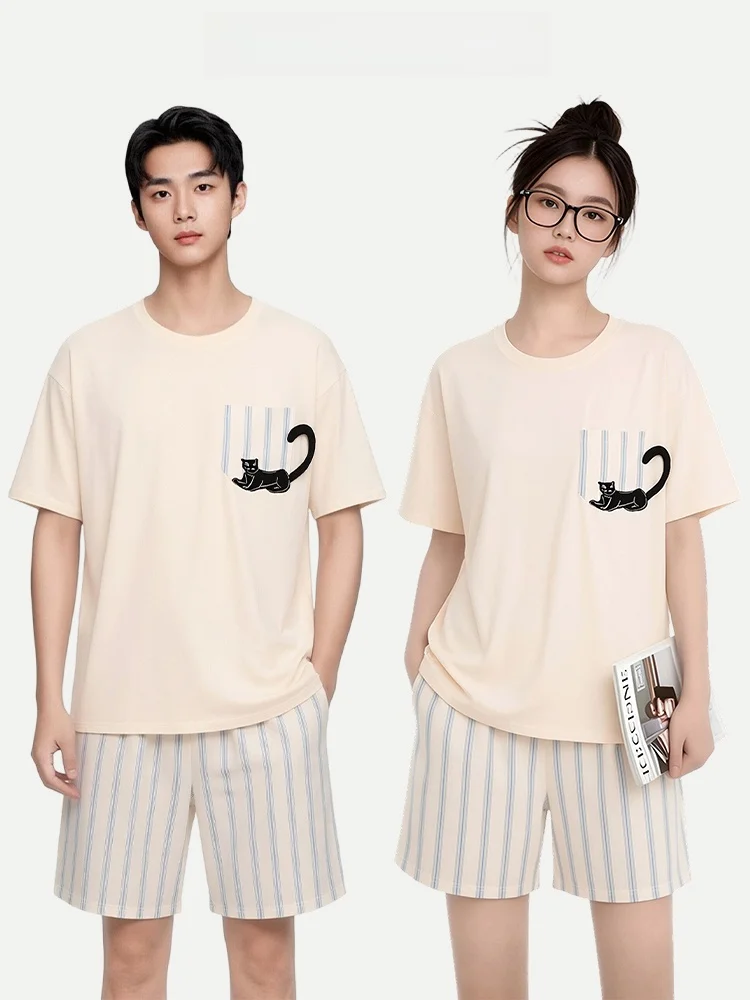 Couple's Cotton Pajamas Blue Stripe Little Leopard Summer Lightweight Short Sleeve Shorts Cool Feeling Outdoor Wearable Home ...
Couple's Cotton Pajamas Blue Stripe Little Leopard Summer Lightweight Short Sleeve Shorts Cool Feeling Outdoor Wearable Home ...