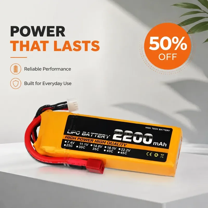 7.4V 2200mAh Lithium Polymer Battery for TCB Model Aircraft Remote Control Car Drone 25C Discharge Rate 2S 3S 4S
7.4V 2200mAh Lithium Polymer Battery for TCB Model Aircraft Remote Control Car Drone 25C Discharge Rate 2S 3S 4S
