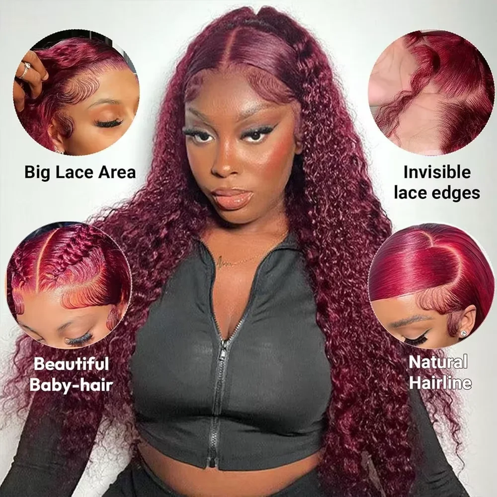 High Density Burgundy 13x4 HD Lace Frontal Human Hair Wig 99j Water Wave Deep Wave Colored Wigs Brazilian Human Hair Lace Wigs
High Density Burgundy 13x4 HD Lace Frontal Human Hair Wig 99j Water Wave Deep Wave Colored Wigs Brazilian Human Hair Lace Wigs