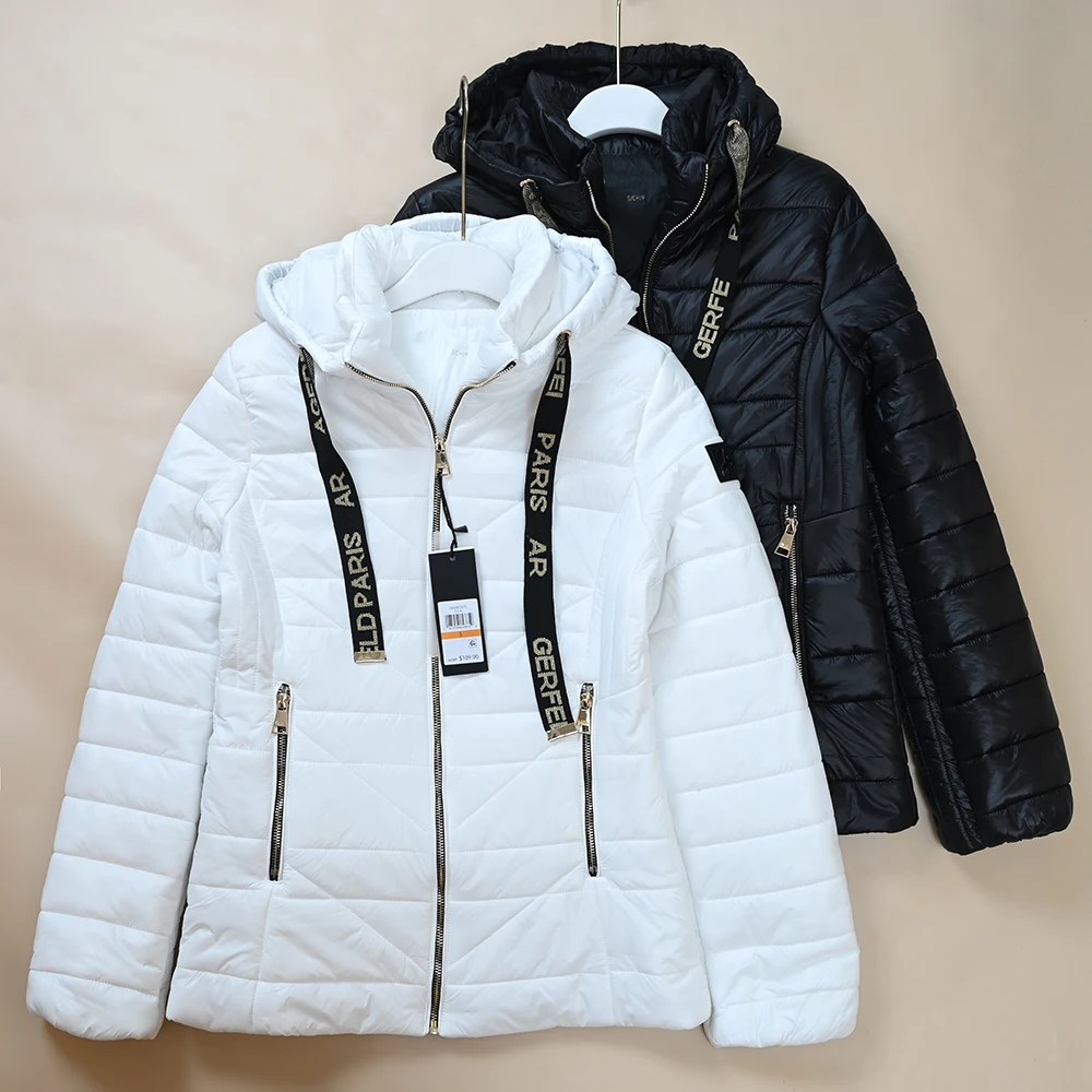 Winter New Style Women's Casual Cotton Jacket Quilted Letter Embroidery Belted Slim Fit Cotton Coat Zipper Closure Hooded
Winter New Style Women's Casual Cotton Jacket Quilted Letter Embroidery Belted Slim Fit Cotton Coat Zipper Closure Hooded