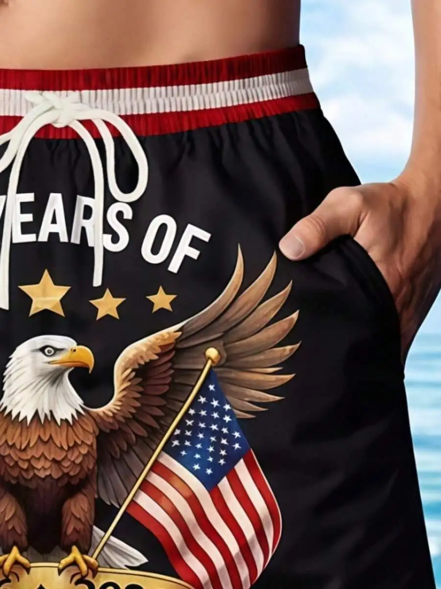 Mens American Eagle Print Beach Shorts With Flag Design Casual Summer Shorts
Mens American Eagle Print Beach Shorts With Flag Design Casual Summer Shorts