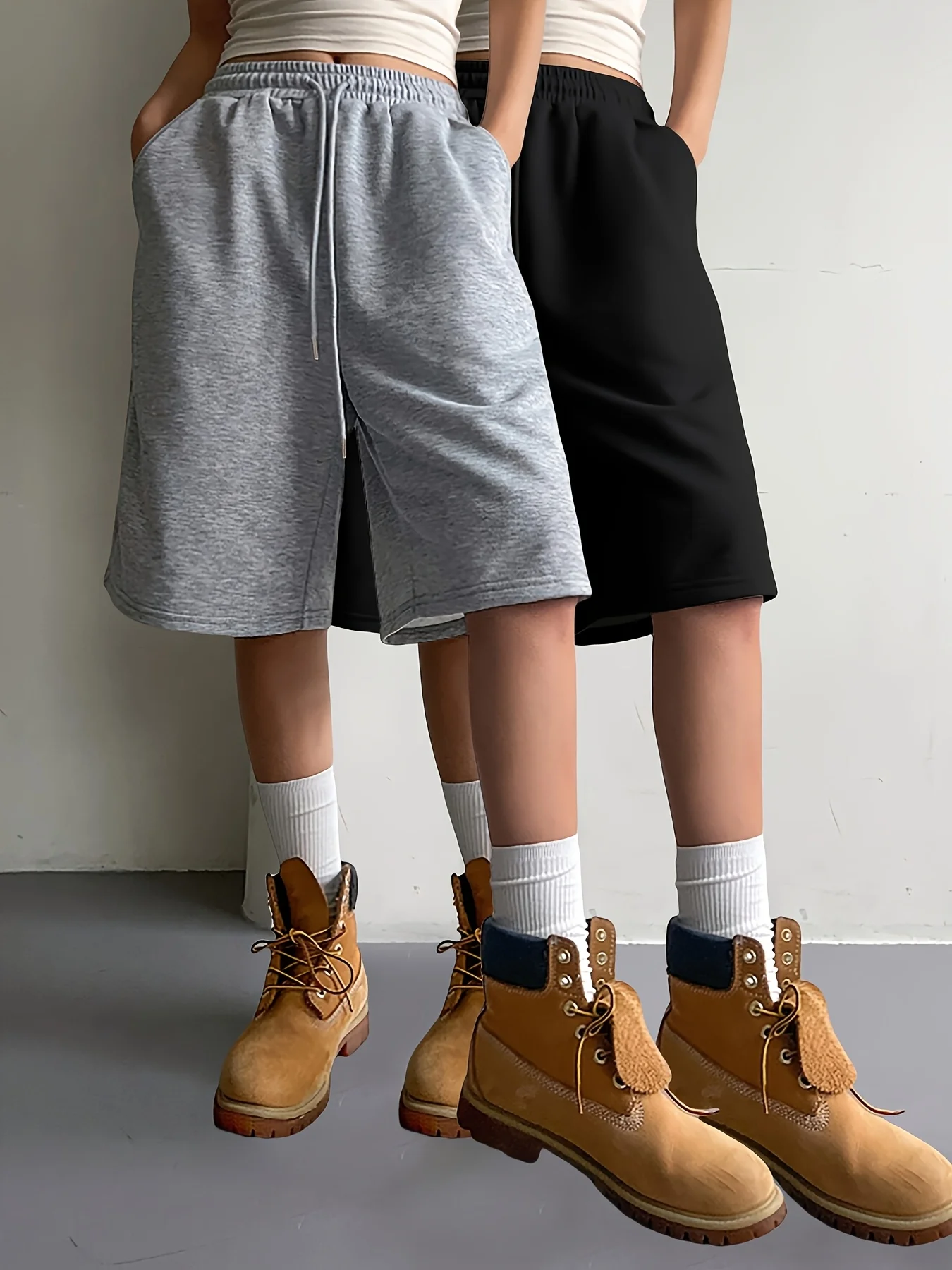Women's Casual Loose Drawstring Shorts Five-Pocket Pants Black + Grey Two-Pack
Women's Casual Loose Drawstring Shorts Five-Pocket Pants Black + Grey Two-Pack