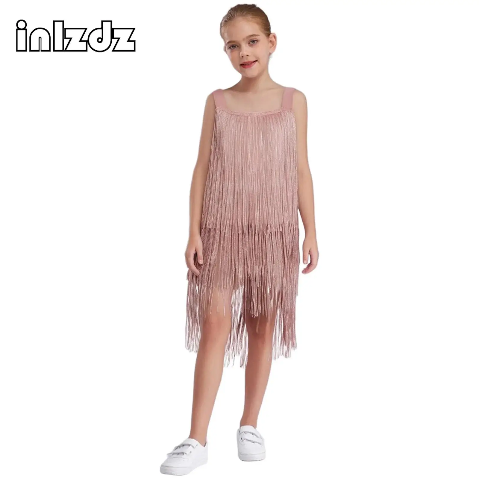 Kids Girls Tiered Fringe Dress Sleeveless Wide Shoulder Straps Back Shimmering Dresses for Latin Dance Party Stage Performance
Kids Girls Tiered Fringe Dress Sleeveless Wide Shoulder Straps Back Shimmering Dresses for Latin Dance Party Stage Performance