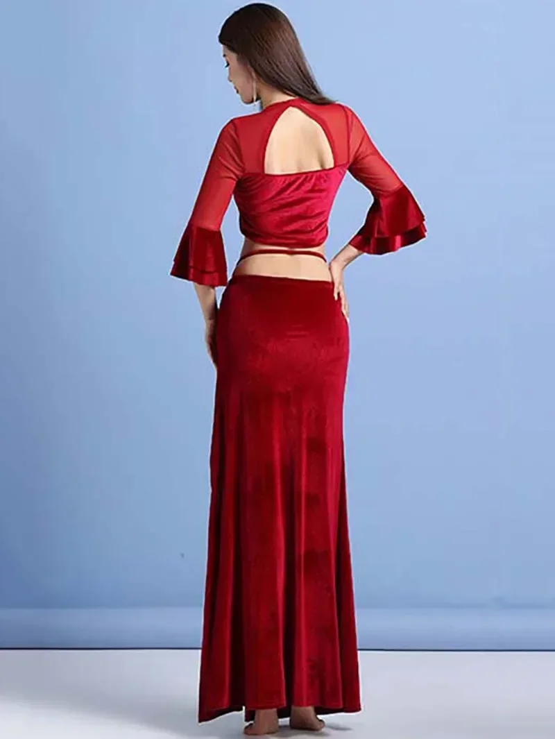 Женский комплект для танца живота, осенне-зимний сетчатый бархатный сексуальный комплект для восточных танцев, сценическое тренировочное платье для взрослых, женская танцевальная одежда
Женский комплект для танца живота, осенне-зимний сетчатый бархатный сексуальный комплект для восточных танцев, сценическое тренировочное платье для взрослых, женская танцевальная одежда