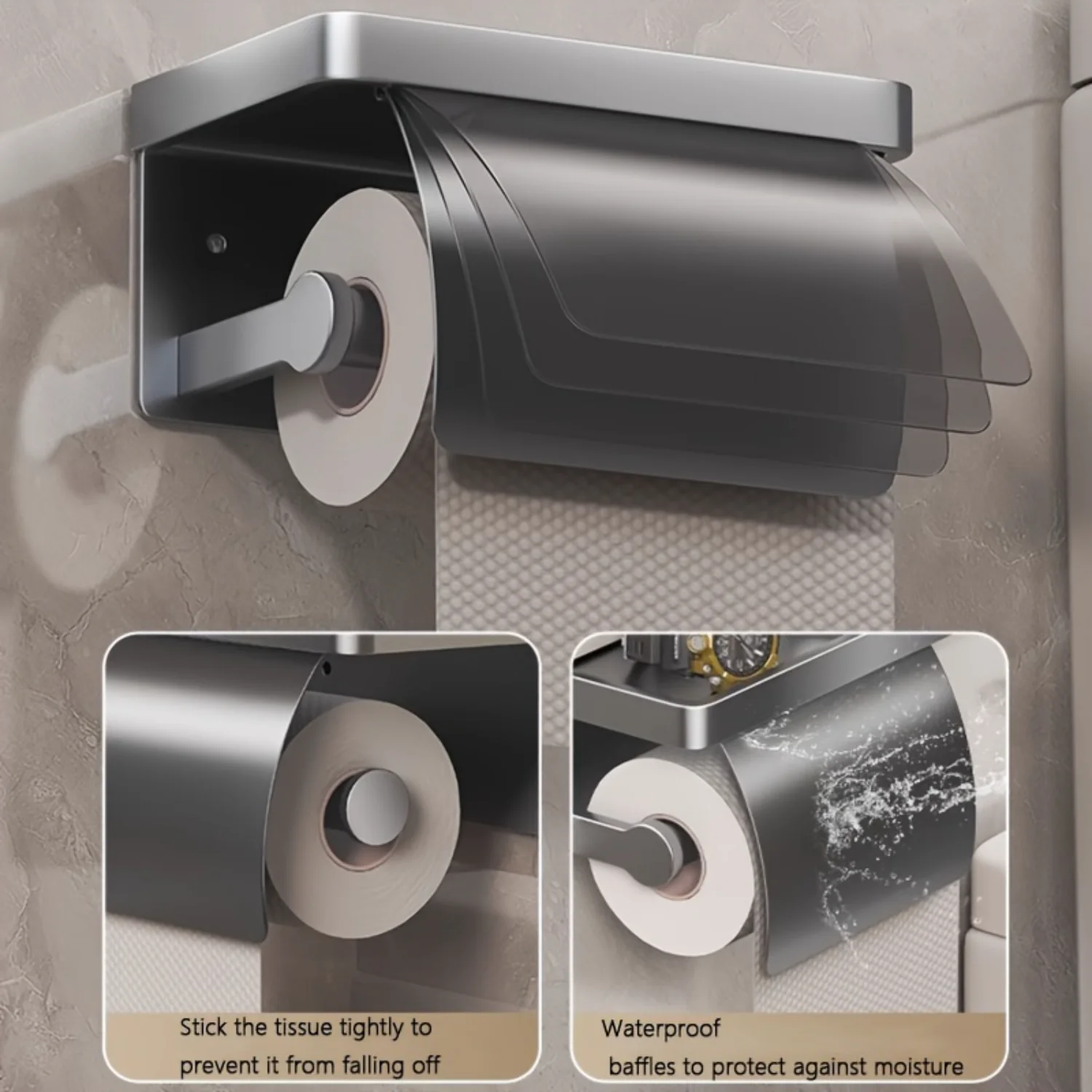 1pc Toilet Paper Holder With Shelf, Bathroom Tissue Rack, Wall Mounted Accessories
1pc Toilet Paper Holder With Shelf, Bathroom Tissue Rack, Wall Mounted Accessories