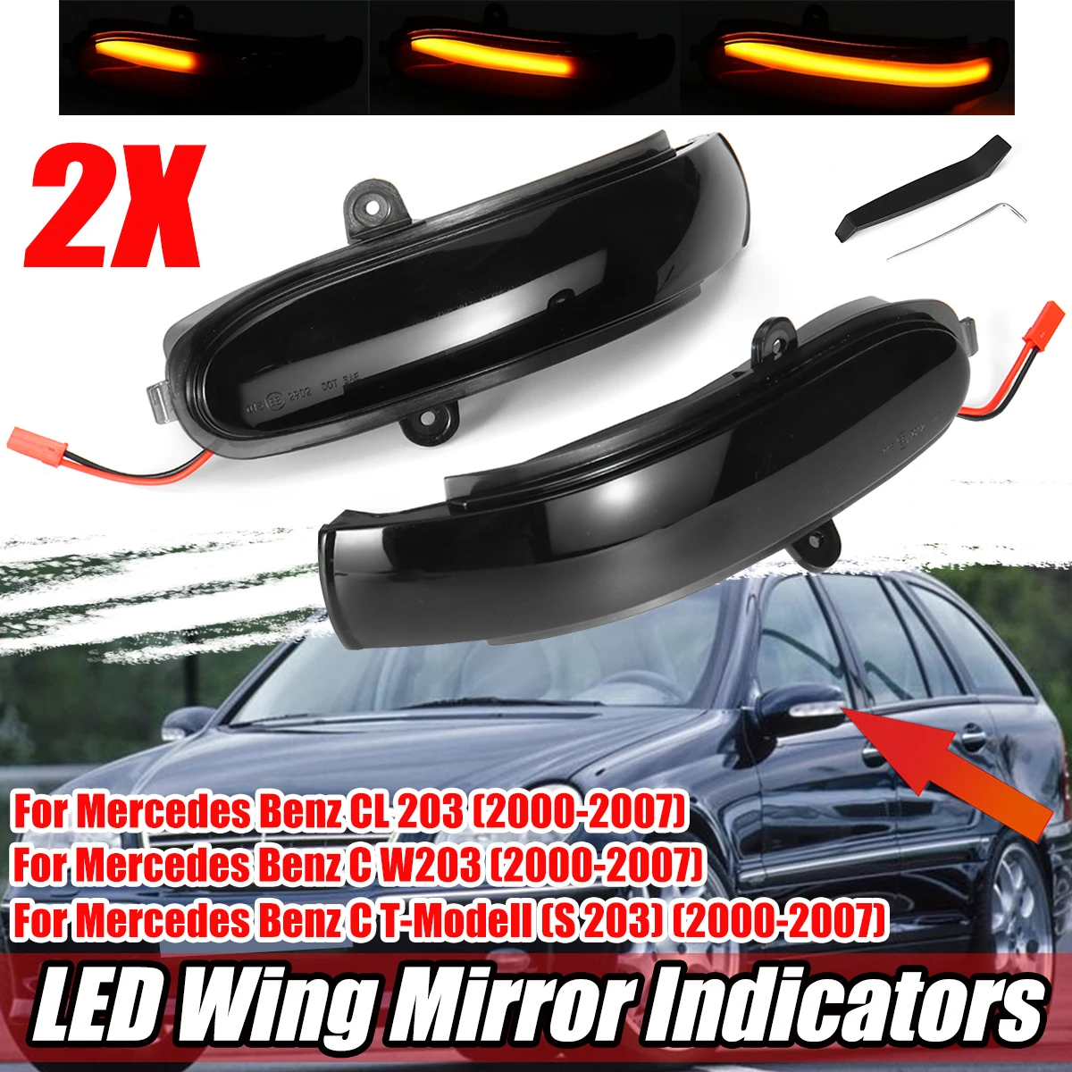 Pair LED Dynamic Side Rearview Mirror Indicator Light Turn Signal Light for Mercedes for Benz C Class W203 S203 CL203 2001-2007
Pair LED Dynamic Side Rearview Mirror Indicator Light Turn Signal Light for Mercedes for Benz C Class W203 S203 CL203 2001-2007