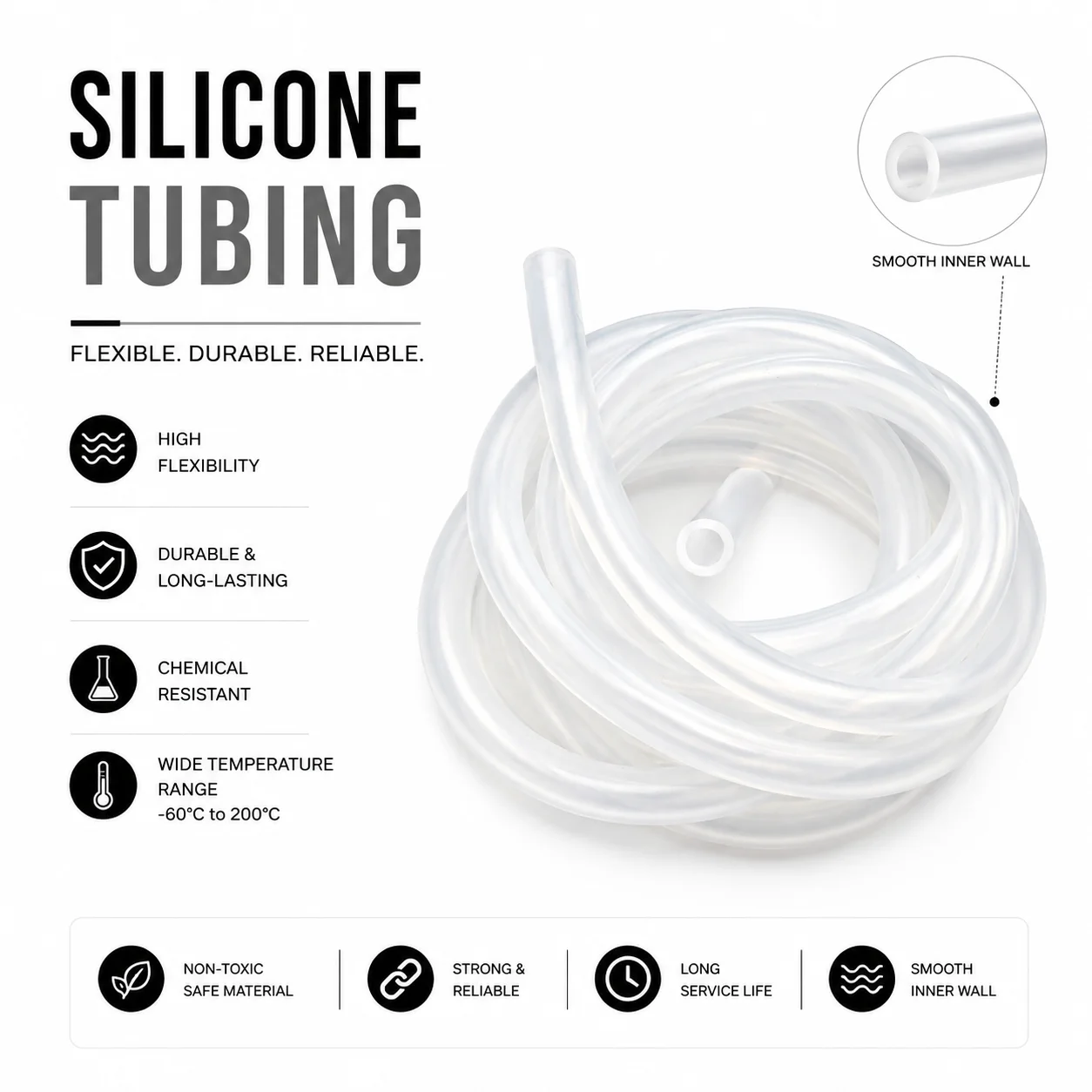 1/2/3/5/10mm Food Grade Silicone Tubing with an inner diameter of 2-18mm, thickened and flexible food grade specialized tubing.
1/2/3/5/10mm Food Grade Silicone Tubing with an inner diameter of 2-18mm, thickened and flexible food grade specialized tubing.