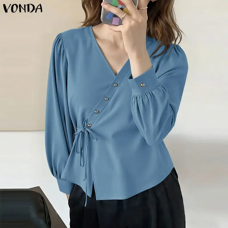 VONDA Elegant Office Lady Shirts Women Long Puff Sleeve Blouse Sexy V-Neck Casual Loose Solid Fashion Tops Tunic Blusas Feminina
VONDA Elegant Office Lady Shirts Women Long Puff Sleeve Blouse Sexy V-Neck Casual Loose Solid Fashion Tops Tunic Blusas Feminina