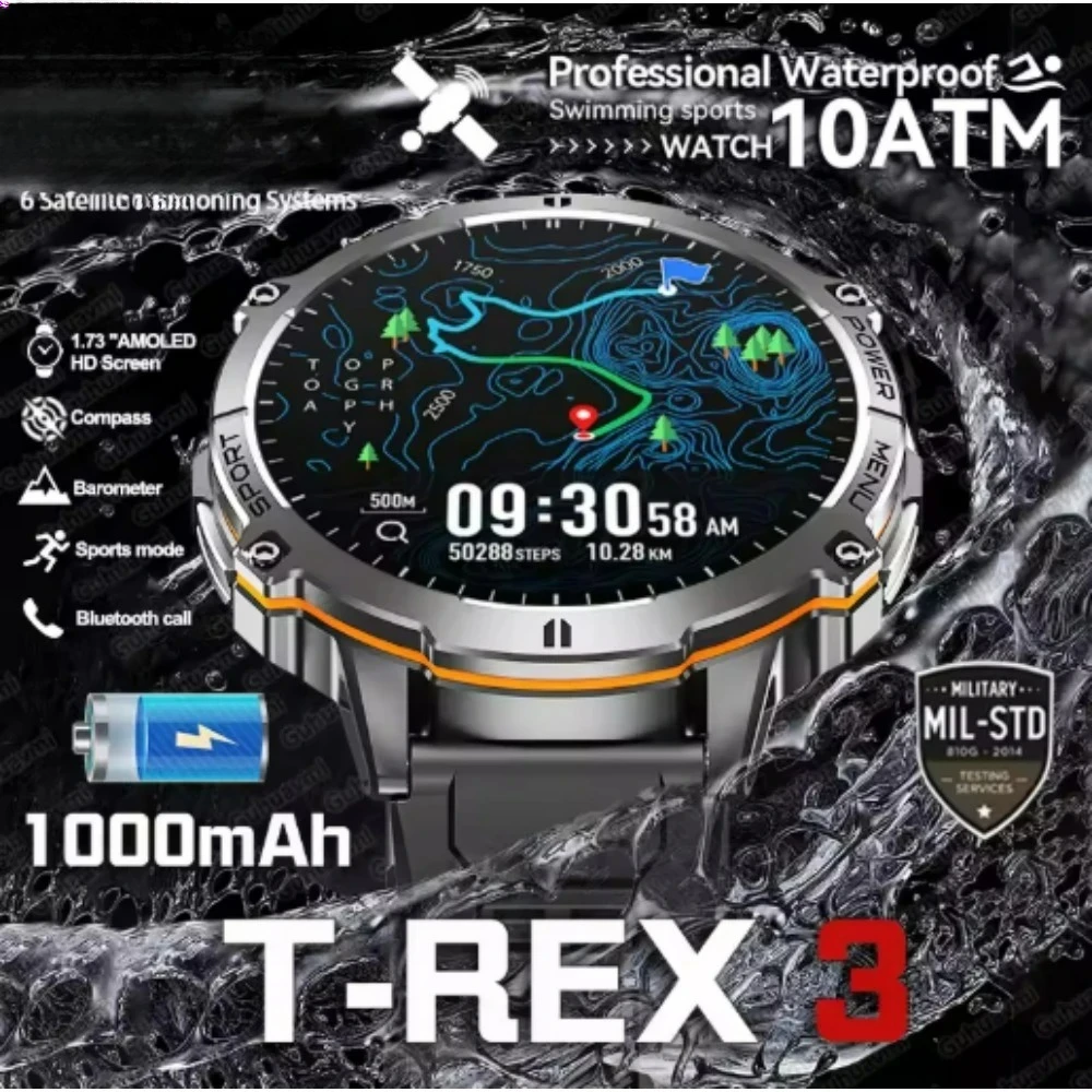 2027 New 1000mAh Battery Sports SmartWatch AMOLED Screen 10ATM Waterproof Compass Altimeter Military T-Rex3 Smartwatch Men
2027 New 1000mAh Battery Sports SmartWatch AMOLED Screen 10ATM Waterproof Compass Altimeter Military T-Rex3 Smartwatch Men