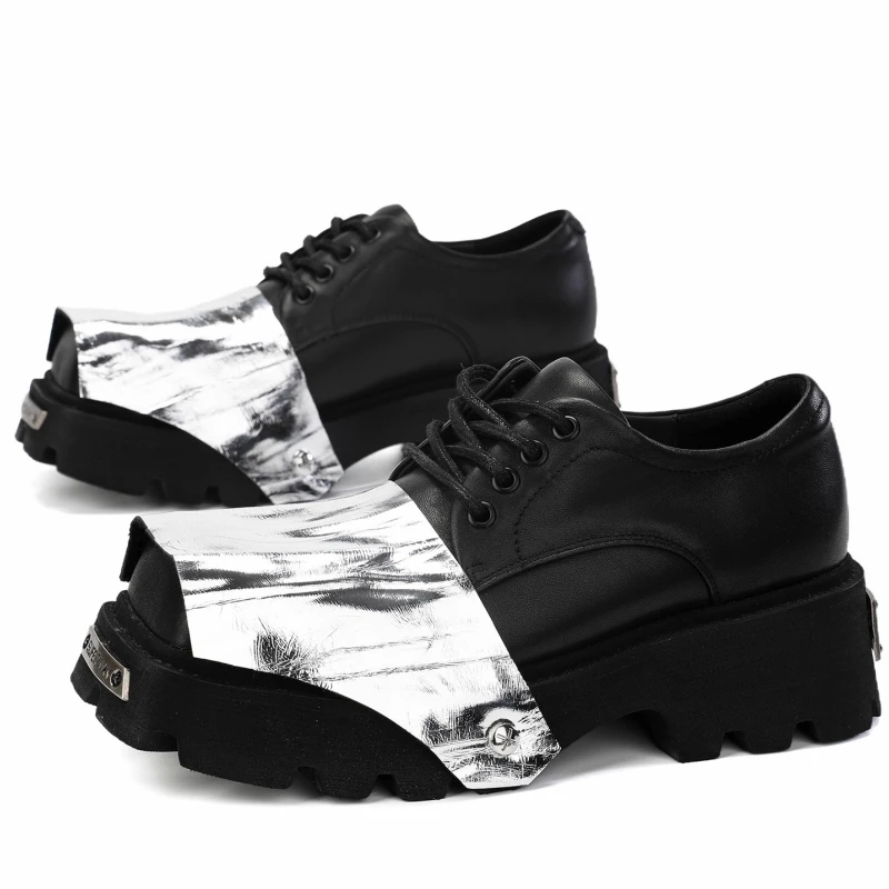 British Original Black Silver Derby Shoes for Men's Dress Shoes Genuine Leather Personalized Fashion Thick Soled Casual Shoes
British Original Black Silver Derby Shoes for Men's Dress Shoes Genuine Leather Personalized Fashion Thick Soled Casual Shoes