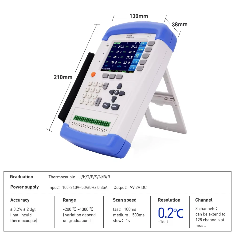 AT4808 K-Type Thermometer with LCD Display for Motor Temperature Monitoring 
AT4808 K-Type Thermometer with LCD Display for Motor Temperature Monitoring