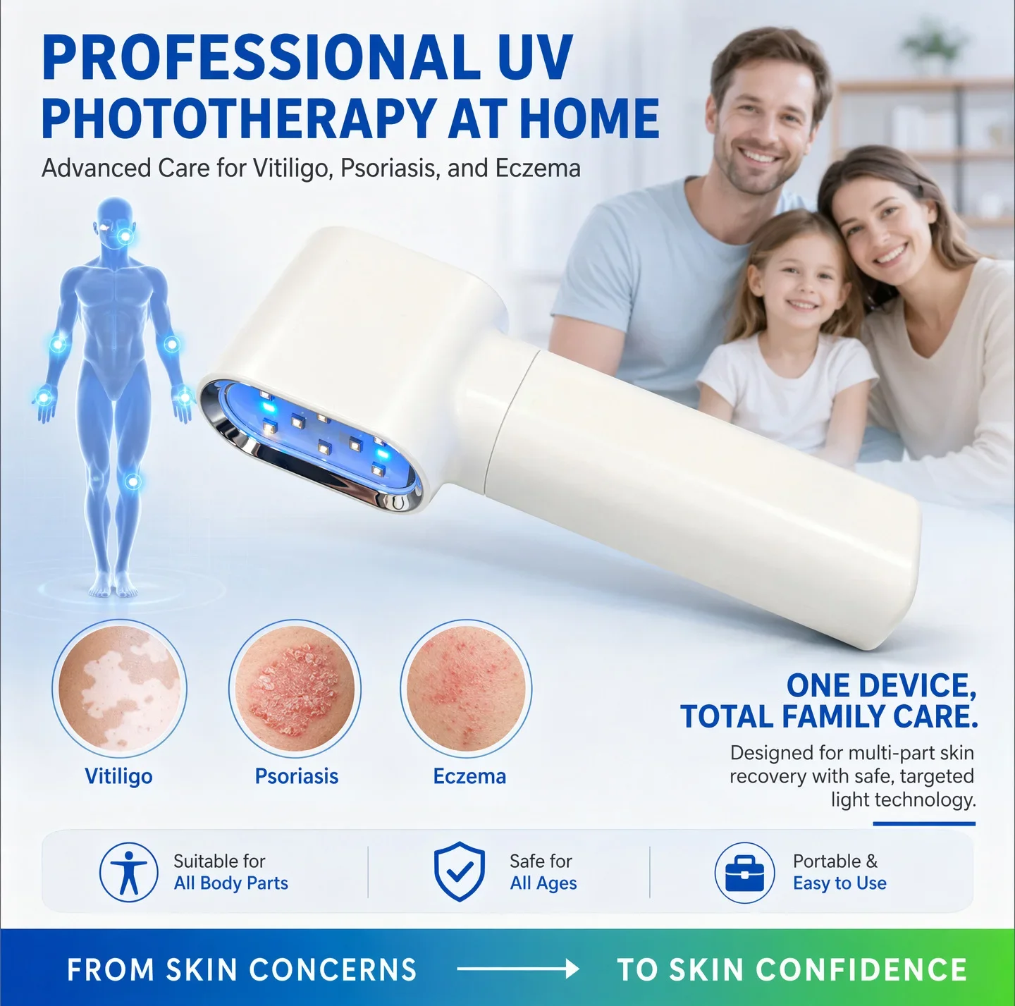 308nm LED UVB Excimer Laser Phototherapy Lamp Medical Device for Psoriasis & Vitiligo Treatment Skin Disease Therapy Lamp
308nm LED UVB Excimer Laser Phototherapy Lamp Medical Device for Psoriasis & Vitiligo Treatment Skin Disease Therapy Lamp