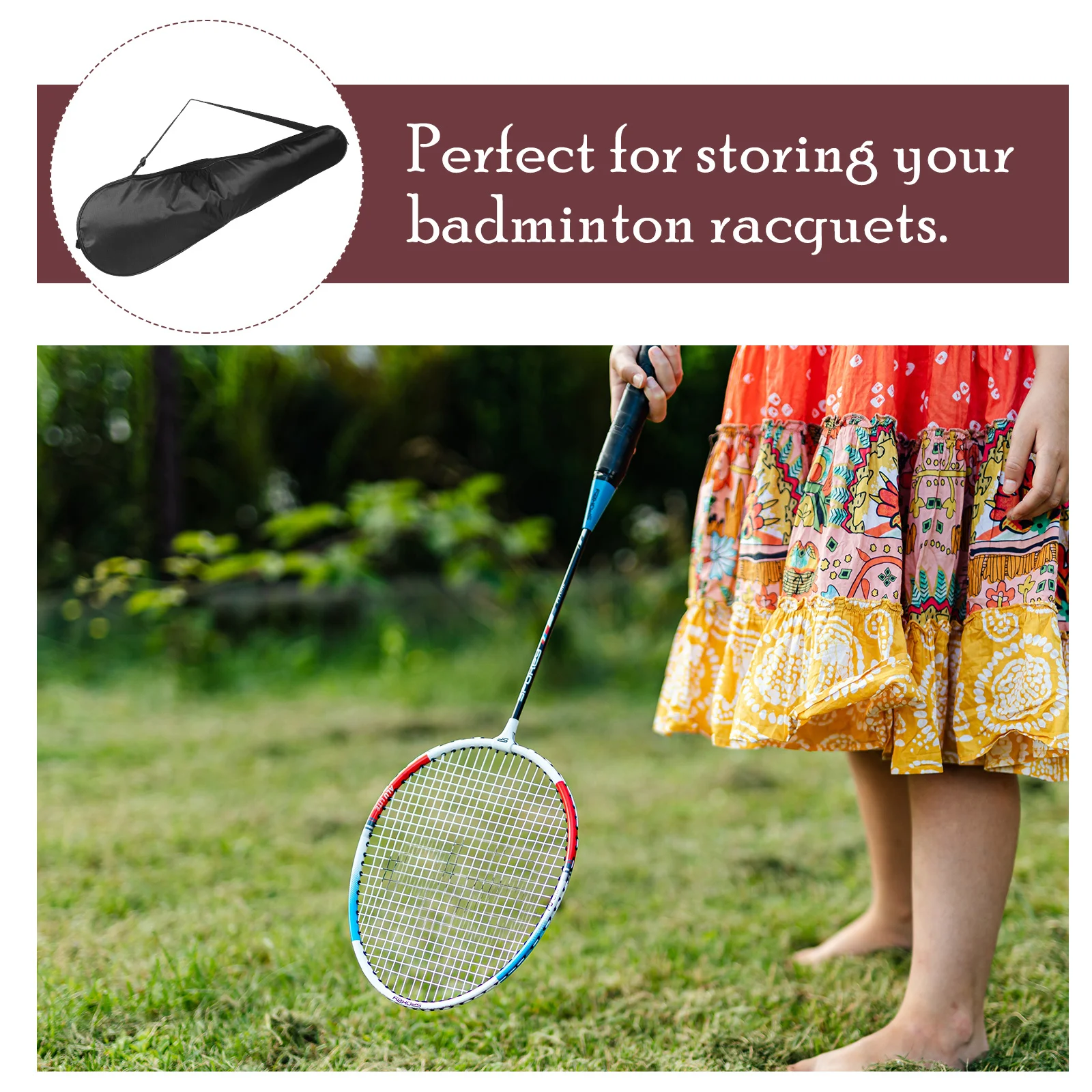 2Pcs Badminton Racket Organizer Bag Smooth Zip Closure Reliable Protection with Adjustable Strap Easy Carry Daily Training