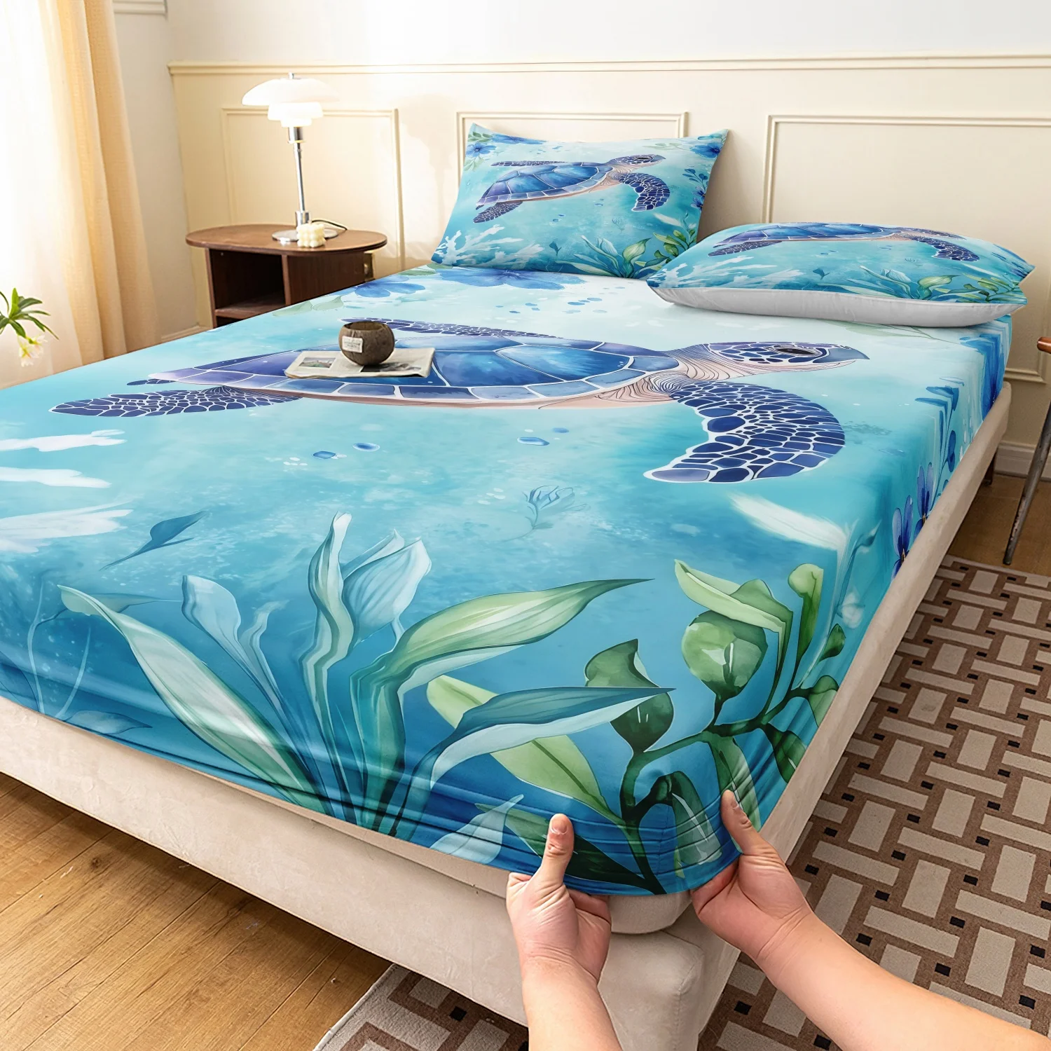 3pcs Set Premium Ocean Turtle Fitted Sheet, Marine Printed Bedding Linens For Adults Bedroom Dormitory And Hotel Supply
3pcs Set Premium Ocean Turtle Fitted Sheet, Marine Printed Bedding Linens For Adults Bedroom Dormitory And Hotel Supply