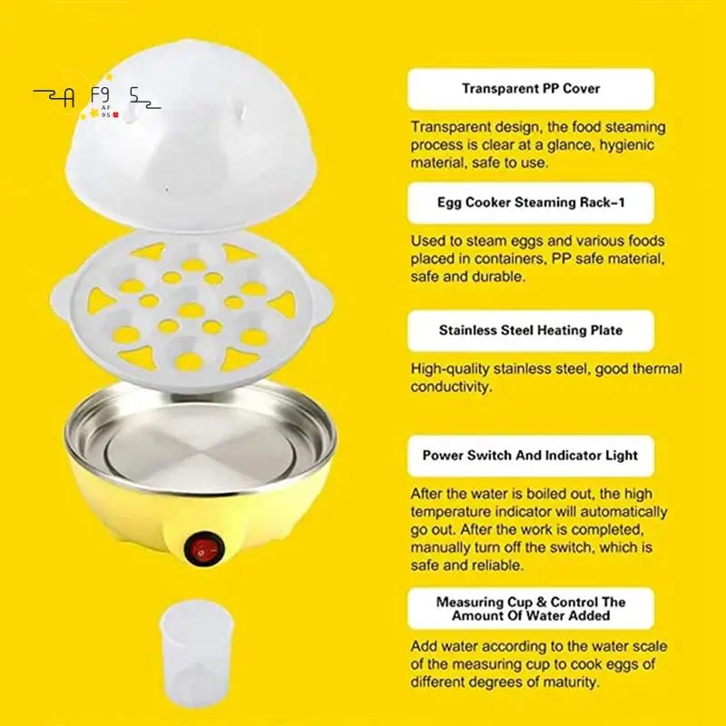 AF95-Rapid Egg Cooker: электрическая яйцеварка емкостью 7 яиц для вареных яиц, яиц-пашот, яйца с перемычкой, вилка европейского стандарта
AF95-Rapid Egg Cooker: электрическая яйцеварка емкостью 7 яиц для вареных яиц, яиц-пашот, яйца с перемычкой, вилка европейского стандарта