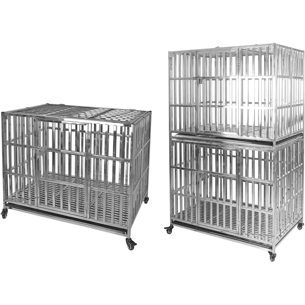 Confote 42" Stackable Heavy Duty Dog Kennel Pet Stainless Steel Crate Cage for Small Dogs with Tray in-Door Foldable & Portable
Confote 42" Stackable Heavy Duty Dog Kennel Pet Stainless Steel Crate Cage for Small Dogs with Tray in-Door Foldable & Portable