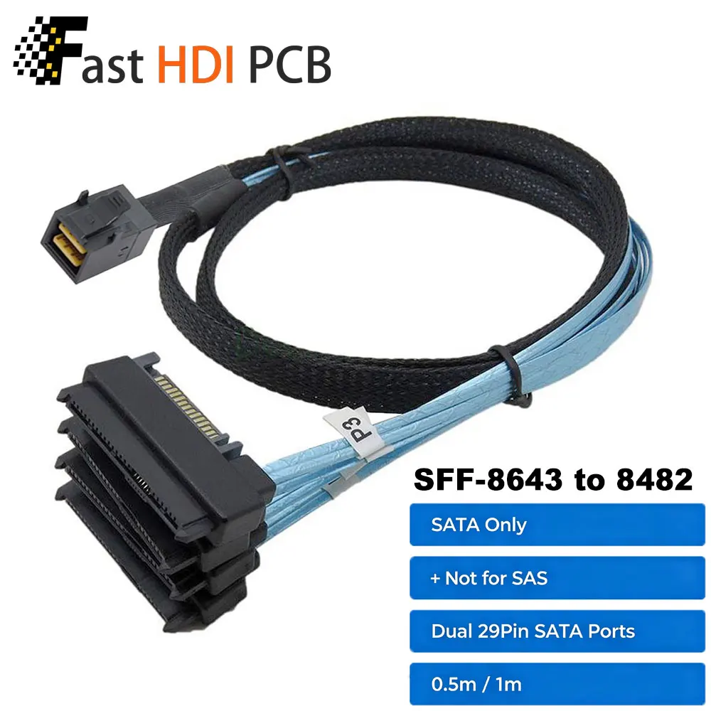 Mini SAS HD SFF-8643 to 8482 SATA Cable 29Pin Dual Port 22Pin Adapter 0.5m 1m Length for Server Backplane RAID Array Data Center
Mini SAS HD SFF-8643 to 8482 SATA Cable 29Pin Dual Port 22Pin Adapter 0.5m 1m Length for Server Backplane RAID Array Data Center