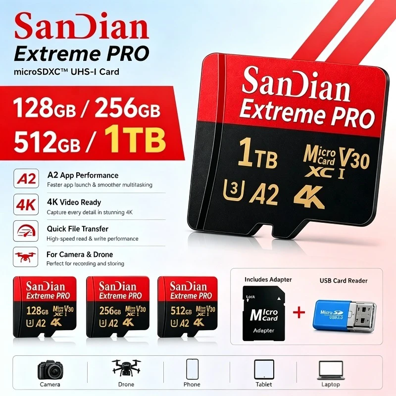 2026 High-Speed Storge SD Card Micro TF Cards Class 10 Fast Transfer Memory Card for Phones/Digital Camera/MP3 Player