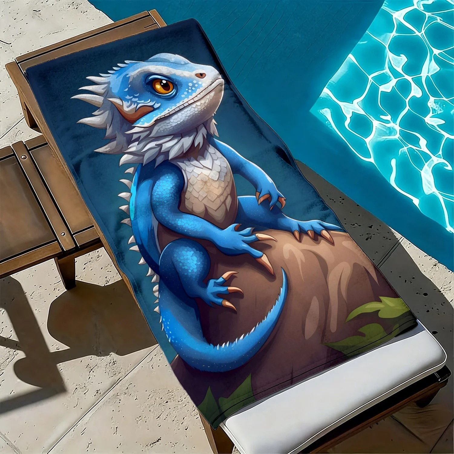 Cartoon-style blue dragon pattern polyester microfiber beach towel is highly absorbent, suitable for swimming and beach outings
Cartoon-style blue dragon pattern polyester microfiber beach towel is highly absorbent, suitable for swimming and beach outings