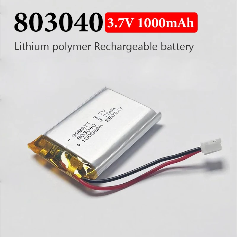 3.7V 1000mAh 803040 Lithium Polymer Battery for MP3/4/5 DVD GPS VR DVR Player Navigator Speaker Toys Led Light Rechargeable Cell
3.7V 1000mAh 803040 Lithium Polymer Battery for MP3/4/5 DVD GPS VR DVR Player Navigator Speaker Toys Led Light Rechargeable Cell
