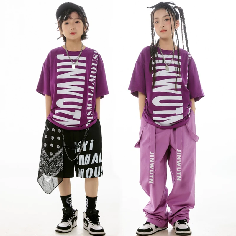 Summer Kids Hip Hop Clothing Purple T Shirt Pants Short Sleeves Boys Street Dance Outfit Girls Jazz Performance Clothes BL12943
Summer Kids Hip Hop Clothing Purple T Shirt Pants Short Sleeves Boys Street Dance Outfit Girls Jazz Performance Clothes BL12943