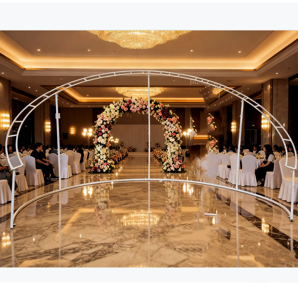 изогнутая форма, полукруглая арка с двойным кольцом, 2-2,4 м, регулируемая высота, подставка для цветов, фон, украшение для свадебной сцены
изогнутая форма, полукруглая арка с двойным кольцом, 2-2,4 м, регулируемая высота, подставка для цветов, фон, украшение для свадебной сцены