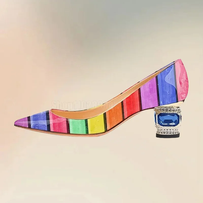 Colorful Stripe Strange Style Heels Shallow Pumps Slip On Women Shoes Pointed Toe Fashion Party Banquet 2025 Zapatos Para Mujere
Colorful Stripe Strange Style Heels Shallow Pumps Slip On Women Shoes Pointed Toe Fashion Party Banquet 2025 Zapatos Para Mujere