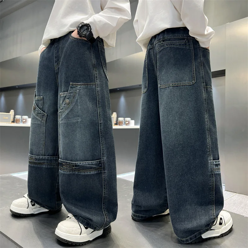 New Boys Spring Autumn Jeans Kids Loose Long Casual Wide Leg Cool Denim Pants Cotton Elastic Waist Trousers Children's Clothing
New Boys Spring Autumn Jeans Kids Loose Long Casual Wide Leg Cool Denim Pants Cotton Elastic Waist Trousers Children's Clothing