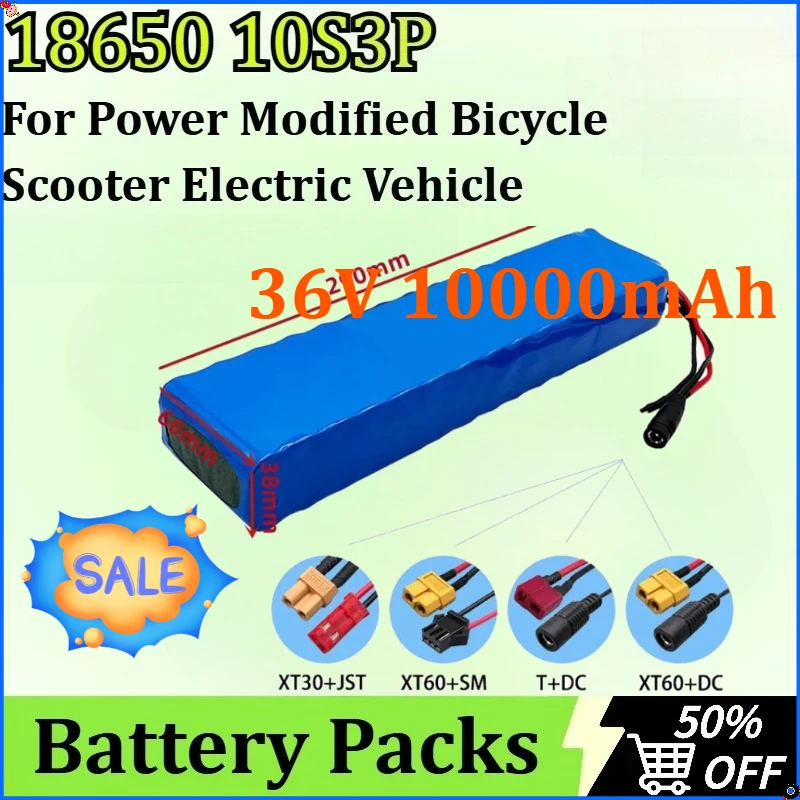 For Power Modified Bicycle Scooter Electric Vehicle 36V 10000mAh Rechargeable Lithium Battery Pack New High-quality 18650 10S3P
For Power Modified Bicycle Scooter Electric Vehicle 36V 10000mAh Rechargeable Lithium Battery Pack New High-quality 18650 10S3P