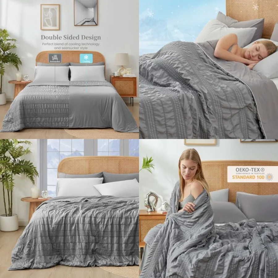 Seersucker Cooling Comforter Queen Size, Q-Max 0.45 Reversible Lightweight Cooling Blanket, Breathable Silk Smooth Summer Beddi
Seersucker Cooling Comforter Queen Size, Q-Max 0.45 Reversible Lightweight Cooling Blanket, Breathable Silk Smooth Summer Beddi