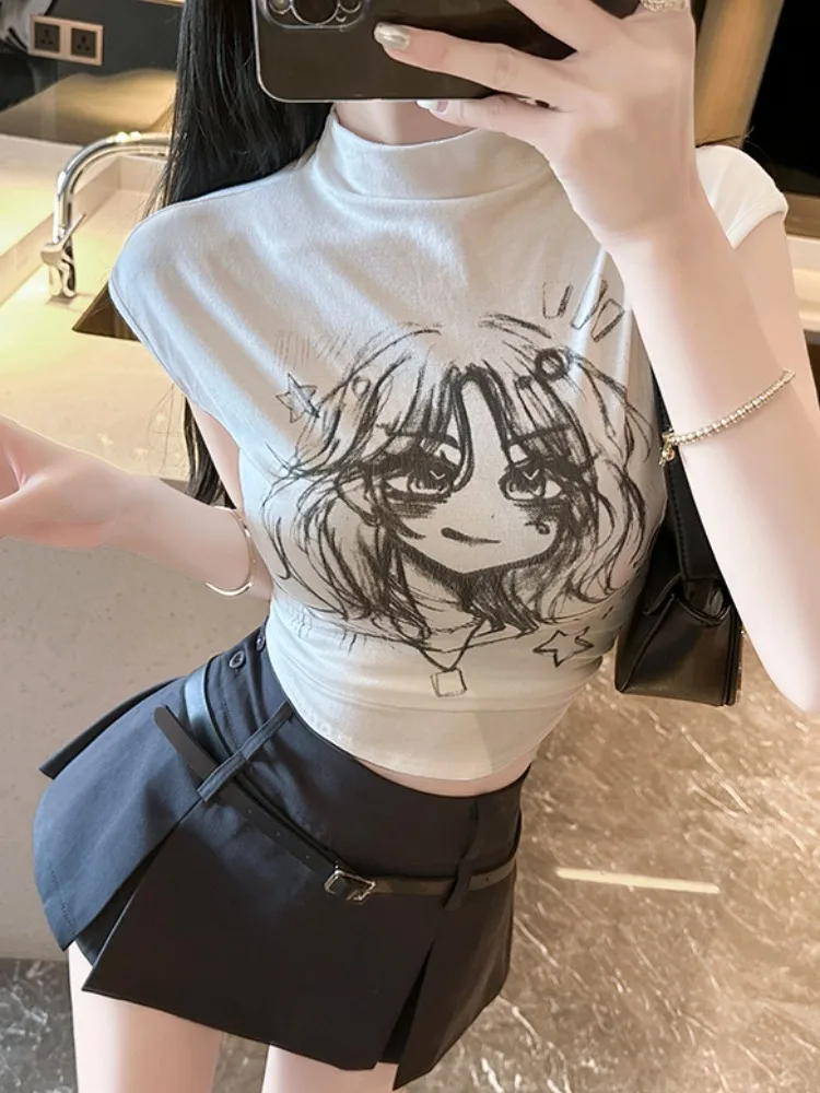 Cartoon Print Short Sleeve T-Shirt And A-Line Skirt Two-Piece Set Women's Spicy Half High Collar Base Top Korean Style Commute
Cartoon Print Short Sleeve T-Shirt And A-Line Skirt Two-Piece Set Women's Spicy Half High Collar Base Top Korean Style Commute