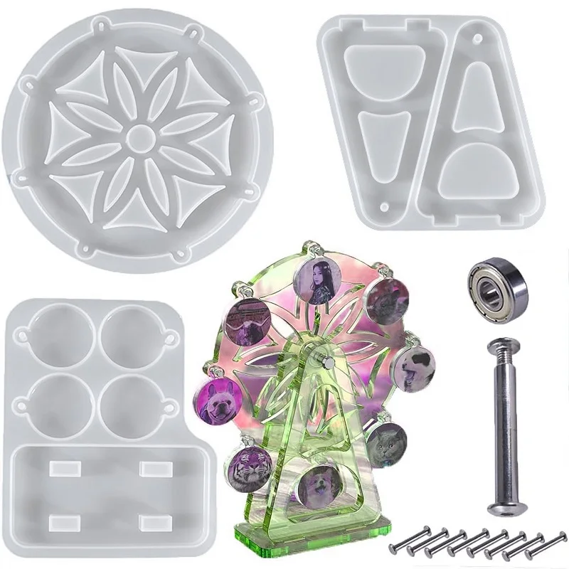 Ferris wheel silicone mold with accessories made of epoxy resin suitable for photo ornaments and accessories
Ferris wheel silicone mold with accessories made of epoxy resin suitable for photo ornaments and accessories