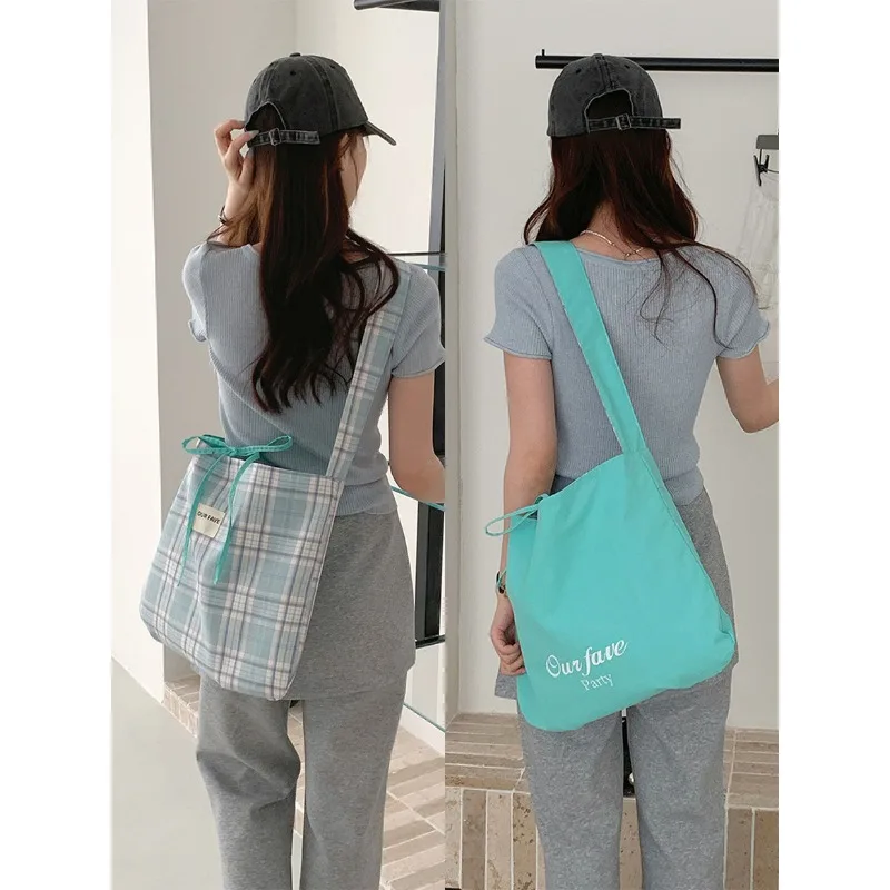 Youda New Polyester Fabric Shoulder Bag Fresh Mint Green Plaid Style Two-sides Used Handbag Large Capacity Shopper Tote Bags
Youda New Polyester Fabric Shoulder Bag Fresh Mint Green Plaid Style Two-sides Used Handbag Large Capacity Shopper Tote Bags