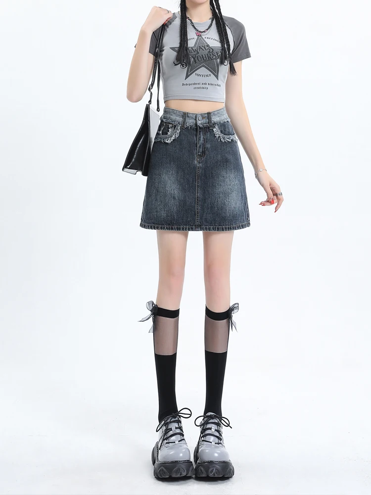 Retro Frayed Hem Spicy Girl Denim Skirt Women's High Waist Slim A-Line Wrap Body Skirts Autumn New plus Size Fat MM
Retro Frayed Hem Spicy Girl Denim Skirt Women's High Waist Slim A-Line Wrap Body Skirts Autumn New plus Size Fat MM