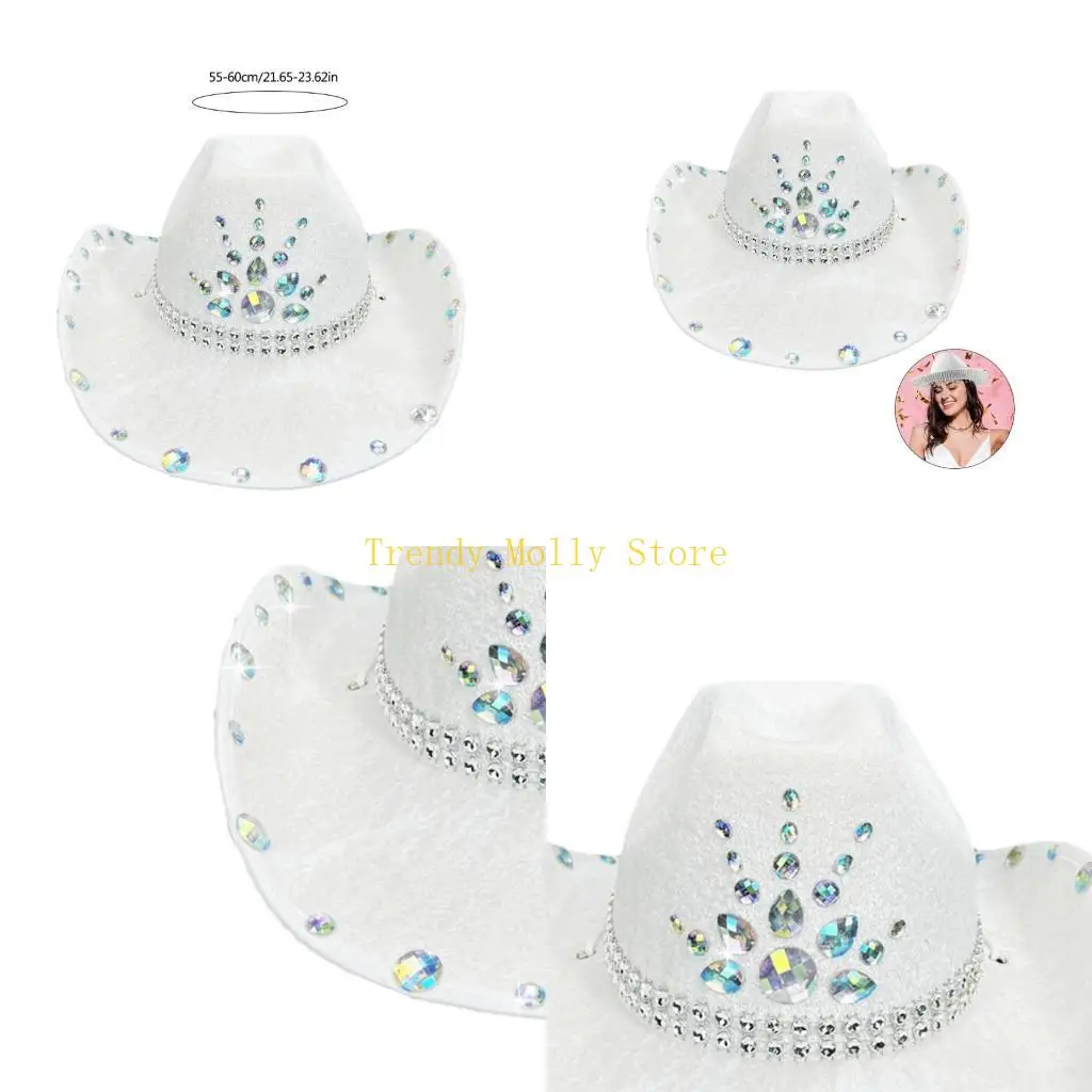 N5KB Glittering Cowboy Hat Rhinestones Cowgirl Hat Lady Photography Hat Headpiece
N5KB Glittering Cowboy Hat Rhinestones Cowgirl Hat Lady Photography Hat Headpiece