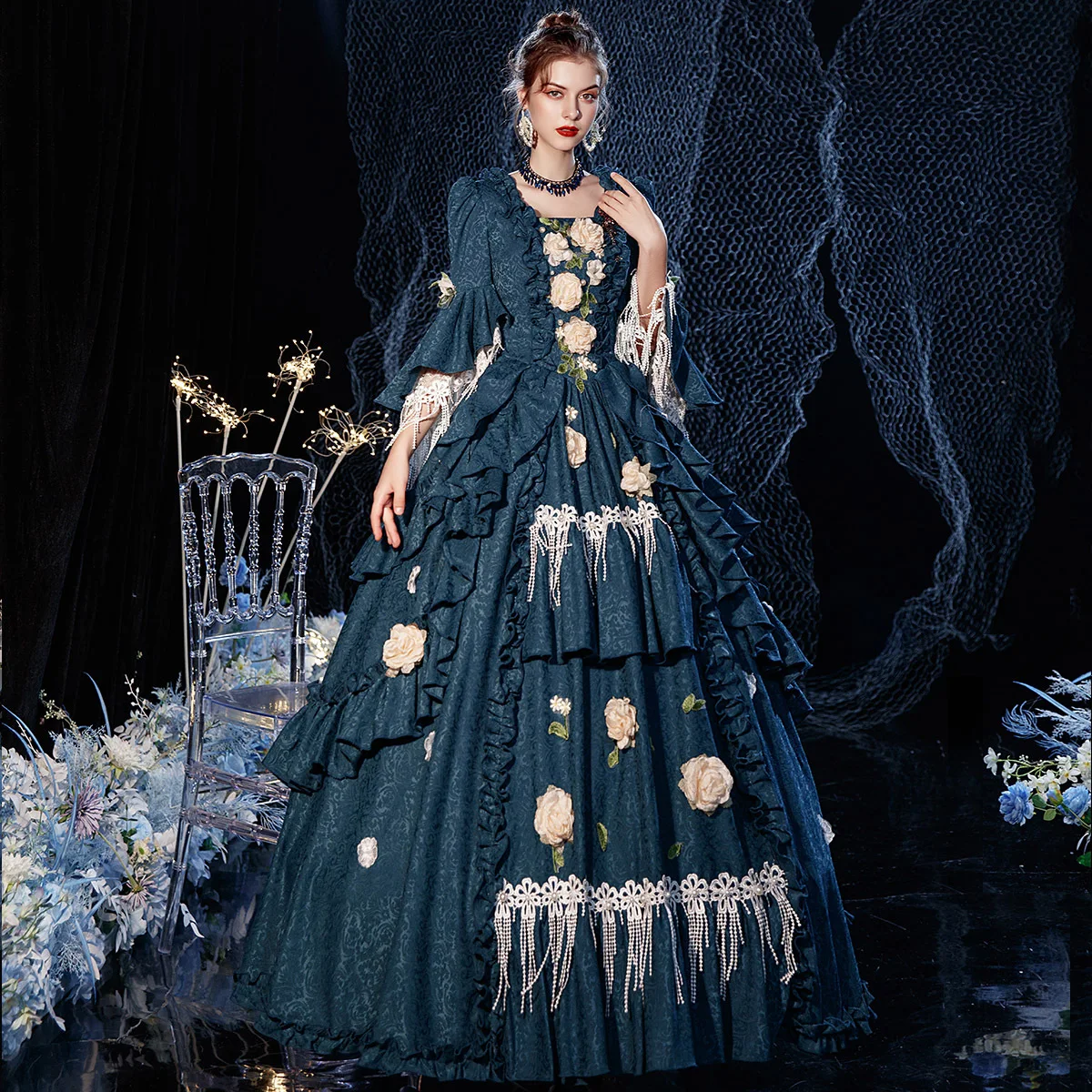 Luxury European Princess Dress French Court Stage Performance Retro Makeup Sissi Princess Replica Oil Painting Costume Robe Fête
Luxury European Princess Dress French Court Stage Performance Retro Makeup Sissi Princess Replica Oil Painting Costume Robe Fête