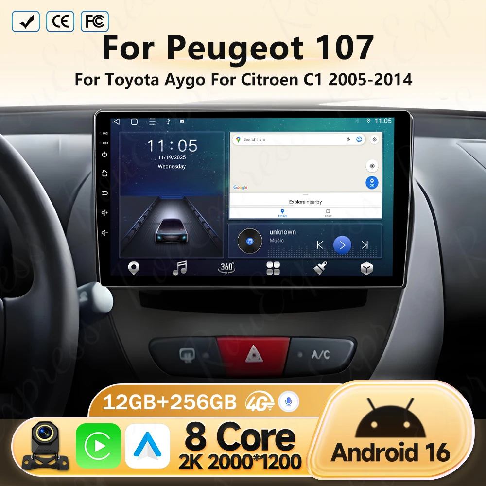 For Peugeot 107 For Toyota Aygo For Citroen C1 2005 - 2014 Android Car Multimedia Video Player Navigation GPS 4G Carplay Stereo
For Peugeot 107 For Toyota Aygo For Citroen C1 2005 - 2014 Android Car Multimedia Video Player Navigation GPS 4G Carplay Stereo