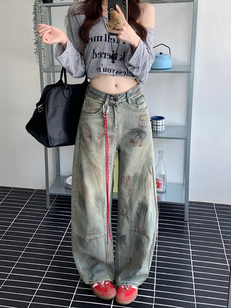 American Style High Waist Wide Leg Knife Distressed Denim Jeans Women's Spring 2026 New Loose Fit Casual Long Pants
American Style High Waist Wide Leg Knife Distressed Denim Jeans Women's Spring 2026 New Loose Fit Casual Long Pants