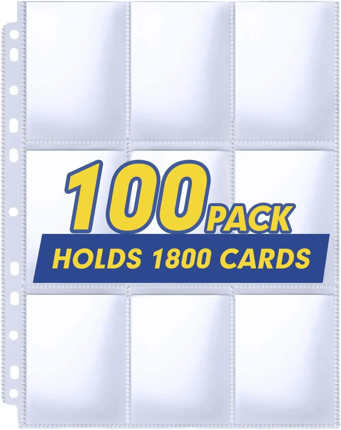 100 Pack 9-Pocket Trading Card Sleeve Pages for 3-Ring Binder, 900 Pockets, Top Loading, Fit Standard Cards
100 Pack 9-Pocket Trading Card Sleeve Pages for 3-Ring Binder, 900 Pockets, Top Loading, Fit Standard Cards