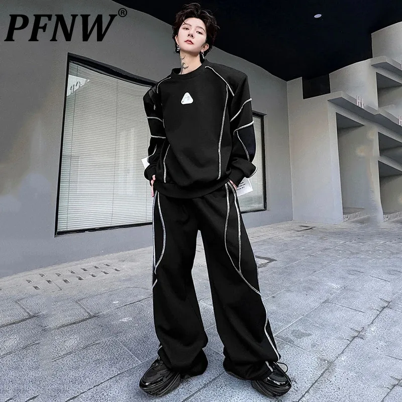 PFNW Twopiece Men's Set Niche Round Collar Contrast Color Line Design Pullover Hoodie High Street Straight Pants Men Chic 9C4235
PFNW Twopiece Men's Set Niche Round Collar Contrast Color Line Design Pullover Hoodie High Street Straight Pants Men Chic 9C4235
