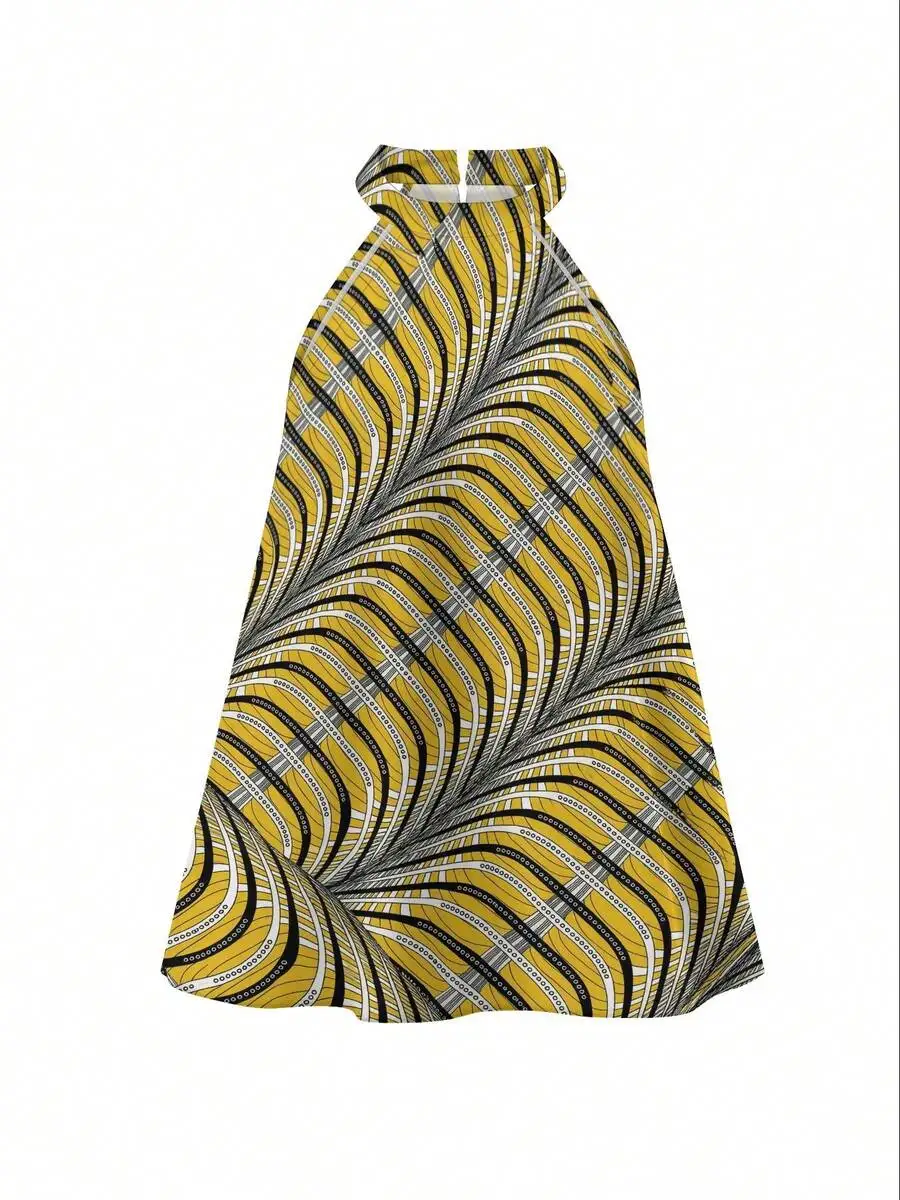 Abstract Geometric Pattern Women Halter Dress Yellow Black Stripes Summer Beach Casual Knit
Abstract Geometric Pattern Women Halter Dress Yellow Black Stripes Summer Beach Casual Knit