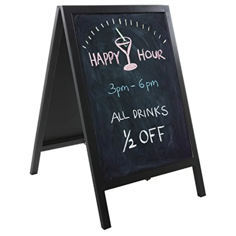 Freestanding Black Metal A-Frame Chalkboard Sidewalk Sign, Double Sided Erasable Business Advertising Restaurant Signage
Freestanding Black Metal A-Frame Chalkboard Sidewalk Sign, Double Sided Erasable Business Advertising Restaurant Signage