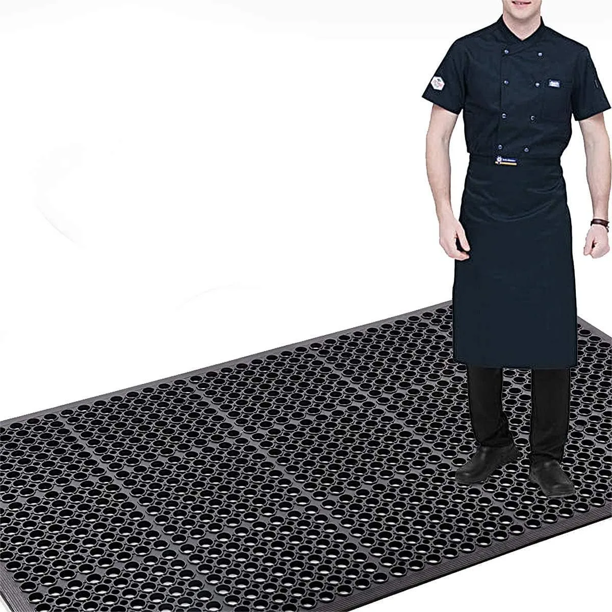 Commercial Anti-Fatigue Drainage Rubber Mat 83"x36" Non-Slip Heavy Duty Restaurant Bar Floor Mat with Holes for Wet Areas Black
Commercial Anti-Fatigue Drainage Rubber Mat 83"x36" Non-Slip Heavy Duty Restaurant Bar Floor Mat with Holes for Wet Areas Black