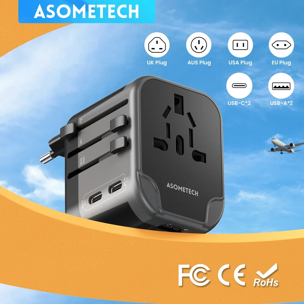 5 in 1 Universal Travel Adapter International Power Plug with 2 USB-C 2 USB-A Worldwide Wall Charger for USA EU UK AUS Plug
5 in 1 Universal Travel Adapter International Power Plug with 2 USB-C 2 USB-A Worldwide Wall Charger for USA EU UK AUS Plug
