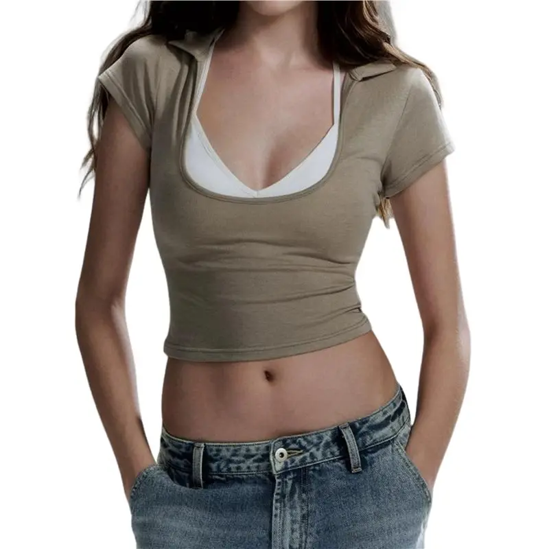 CYL-Women's Square Neck Short Sleeve Tops Basic Slim Fit Going Out T Shirt Camisole Two-Piece Set
CYL-Women's Square Neck Short Sleeve Tops Basic Slim Fit Going Out T Shirt Camisole Two-Piece Set