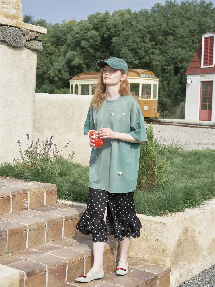 Свободная футболка с объемным декором и вышивкой, винтажная, из новой летней коллекции, с принтом Star Mountain Bag, женский повседневный топ
Свободная футболка с объемным декором и вышивкой, винтажная, из новой летней коллекции, с принтом Star Mountain Bag, женский повседневный топ