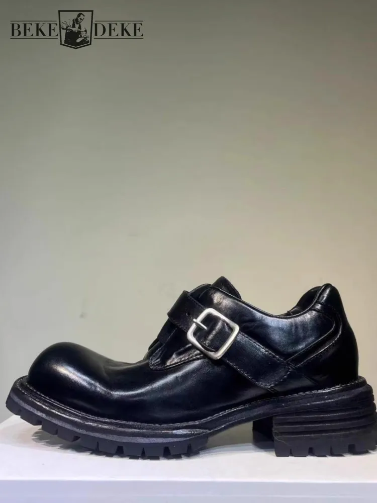 Handmade Vintage Horsehide Genuine Leather Mens Dress Shoes Round Toe Strap Buckle Platform Business Casual Office Men Shoes
Handmade Vintage Horsehide Genuine Leather Mens Dress Shoes Round Toe Strap Buckle Platform Business Casual Office Men Shoes