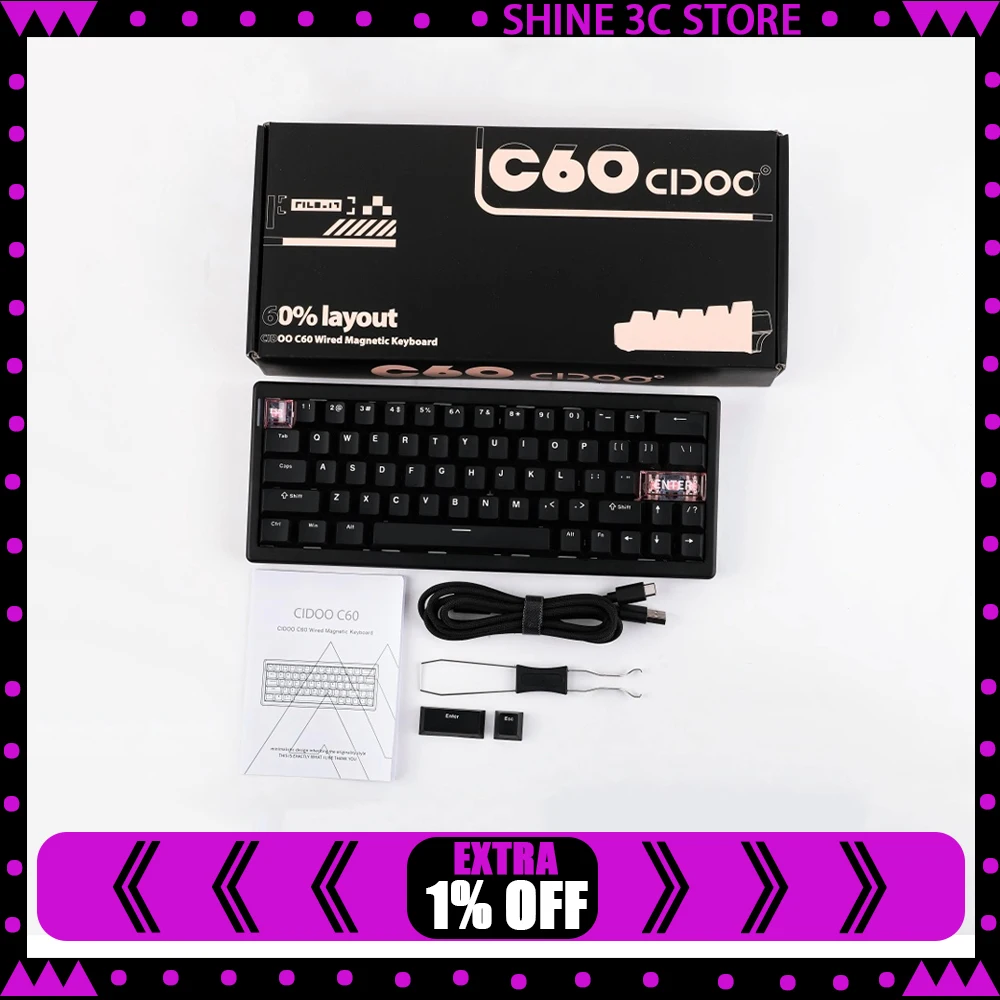 CIDOO C60 Magnetic Keyboard 8Khz RT Accuracy 0.01mm Low Delay RGB Gaming Mechanical Keyboard Gasket Hot Swap Pc Accessories Gift
CIDOO C60 Magnetic Keyboard 8Khz RT Accuracy 0.01mm Low Delay RGB Gaming Mechanical Keyboard Gasket Hot Swap Pc Accessories Gift
