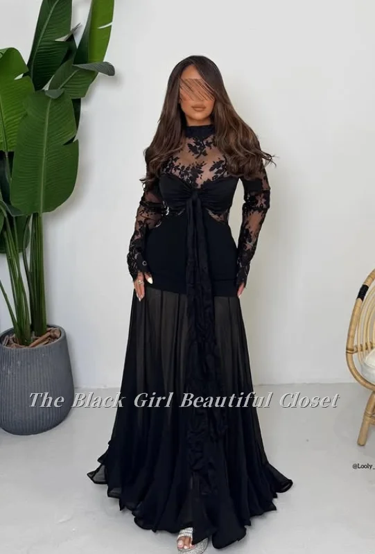 Customized Elegant Gorgeous High Neck Lace Patchwork Prom Dresses Long Sleeve Ruffled A-Line Floor Length Formal Occasion Evenin
Customized Elegant Gorgeous High Neck Lace Patchwork Prom Dresses Long Sleeve Ruffled A-Line Floor Length Formal Occasion Evenin