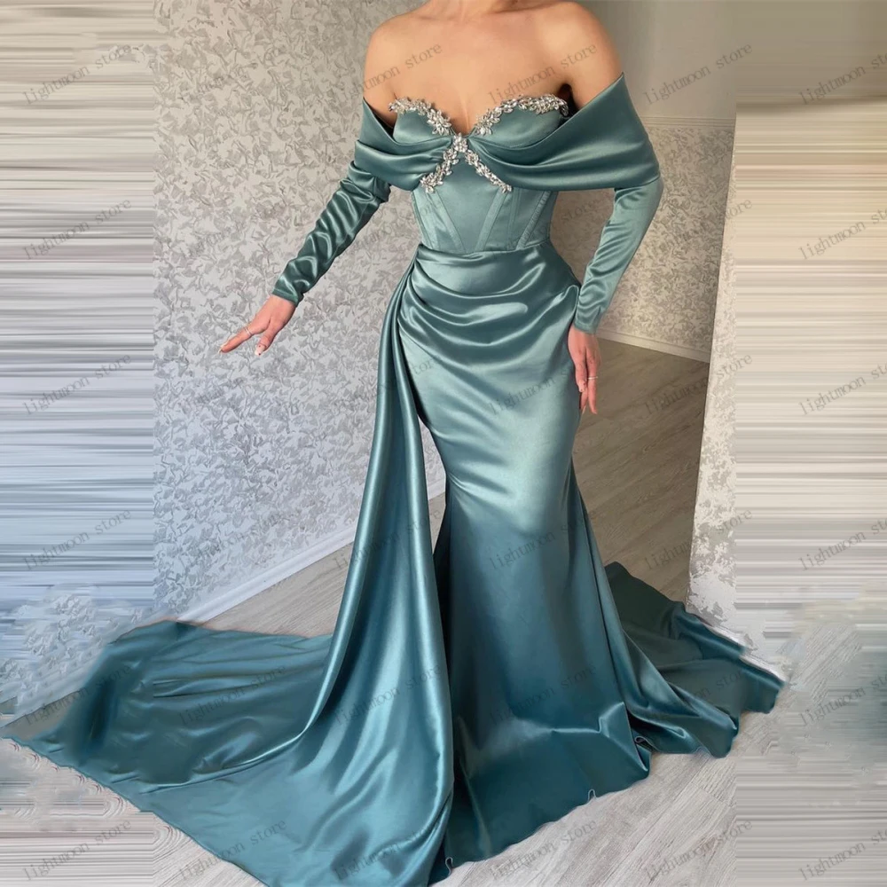 Graceful Evening Dresses For Women Vintage Prom Dress Off The Shoulder Robes Satin Sheath Mermaid Embroidery Vestidos De Noche
Graceful Evening Dresses For Women Vintage Prom Dress Off The Shoulder Robes Satin Sheath Mermaid Embroidery Vestidos De Noche